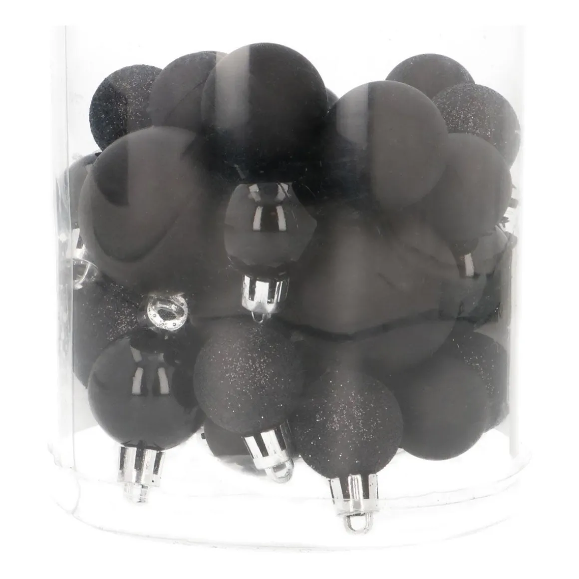 Set Of 32 Black Mini Shatterproof Baubles, 2.5-4 Cm