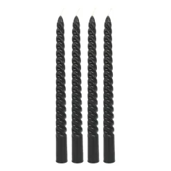 Set Of 4 Black Twist Candles | 25 Cm