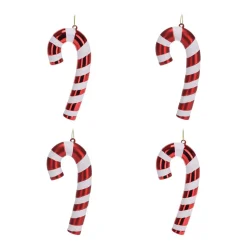 Set Of 4 Candy Cane Christmas Ornaments | 17cm (7") | Red