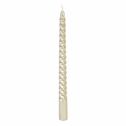 Set Of 4 Metallic Champagne Twist Candles | 25 Cm