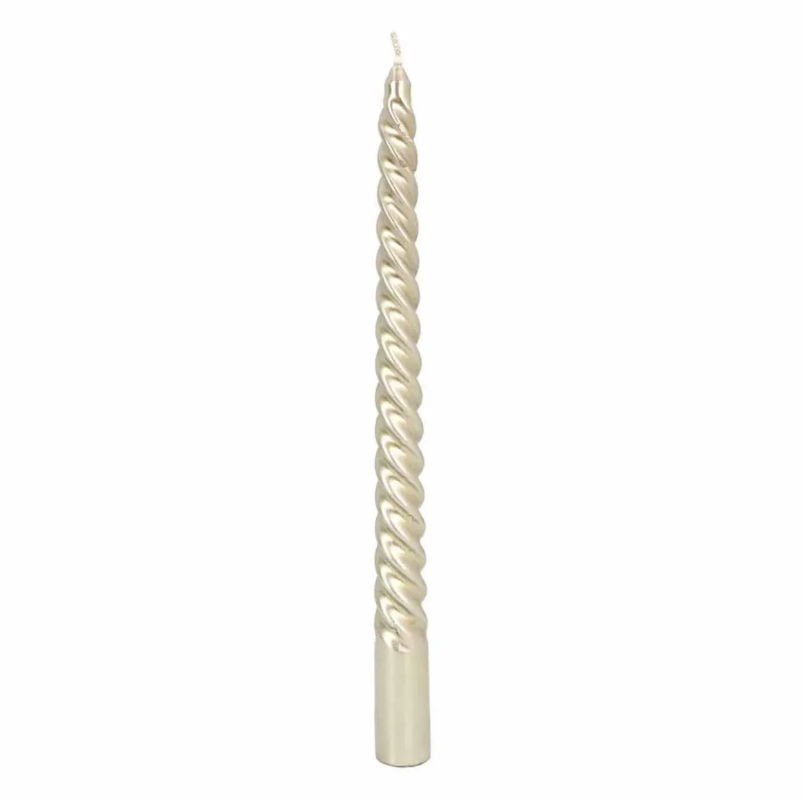 Set Of 4 Metallic Champagne Twist Candles | 25 Cm