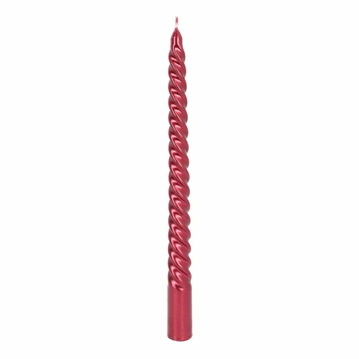 Set Of 4 Metallic Red Twist Candles | 25 Cm