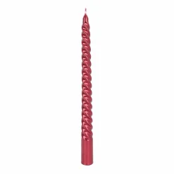 Set Of 4 Metallic Red Twist Candles | 25 Cm