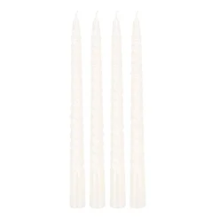 Set Of 4 Metallic White Twist Candles | 25 Cm