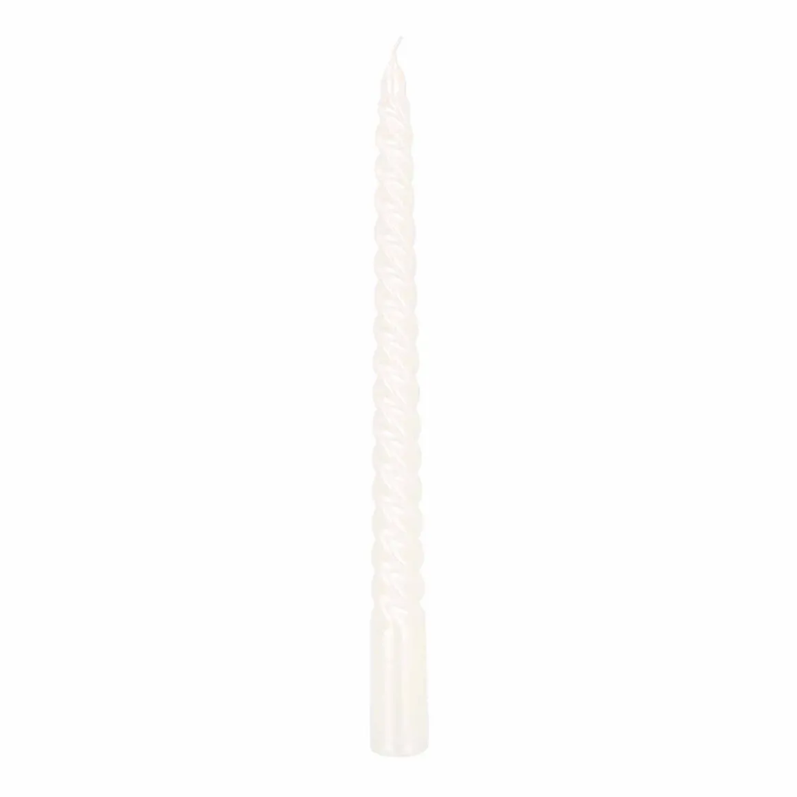 Set Of 4 Metallic White Twist Candles | 25 Cm