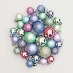 Set Of 32 Pastel Mix Mini Shatterproof Baubles, 2.5-4 Cm