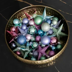 Set Of 32 Pastel Mix Mini Shatterproof Baubles, 2.5-4 Cm