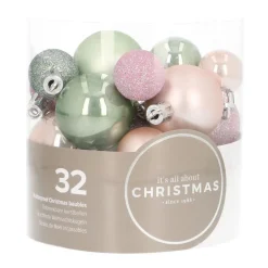 Set Of 32 Romantic Mix Mini Shatterproof Baubles, 2.5-4 Cm