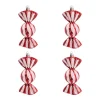 Set Of 4 Shatterproof Sweet Ornaments | Red White | 11 Cm