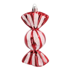Set Of 4 Shatterproof Sweet Ornaments | Red White | 11 Cm