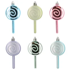 Set Of Lollipop Christmas Ornaments 9cm Pastel Mix