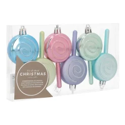 Set Of Lollipop Christmas Ornaments 9cm Pastel Mix