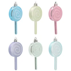 Set Of Lollipop Christmas Ornaments 9cm Pastel Mix