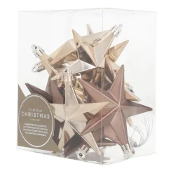 Shatterproof Christmas Stars 10cm Taupe 12 Pieces