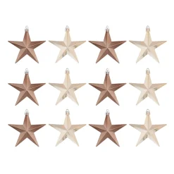 Shatterproof Christmas Stars 10cm Taupe 12 Pieces