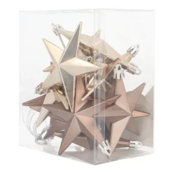 Shatterproof Christmas Stars 10cm Taupe 12 Pieces