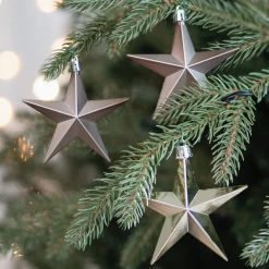 Shatterproof Christmas Stars 10cm Taupe 12 Pieces