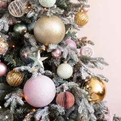 Shatterproof XL Christmas Bauble Gold Glitters 15 Cm