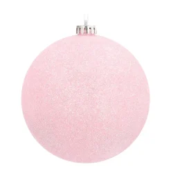 Shatterproof XL Christmas Bauble Glitter Soft Pink 15 Cm