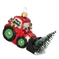 Shovel Loader Glass Hanging Figurine 6cm Red