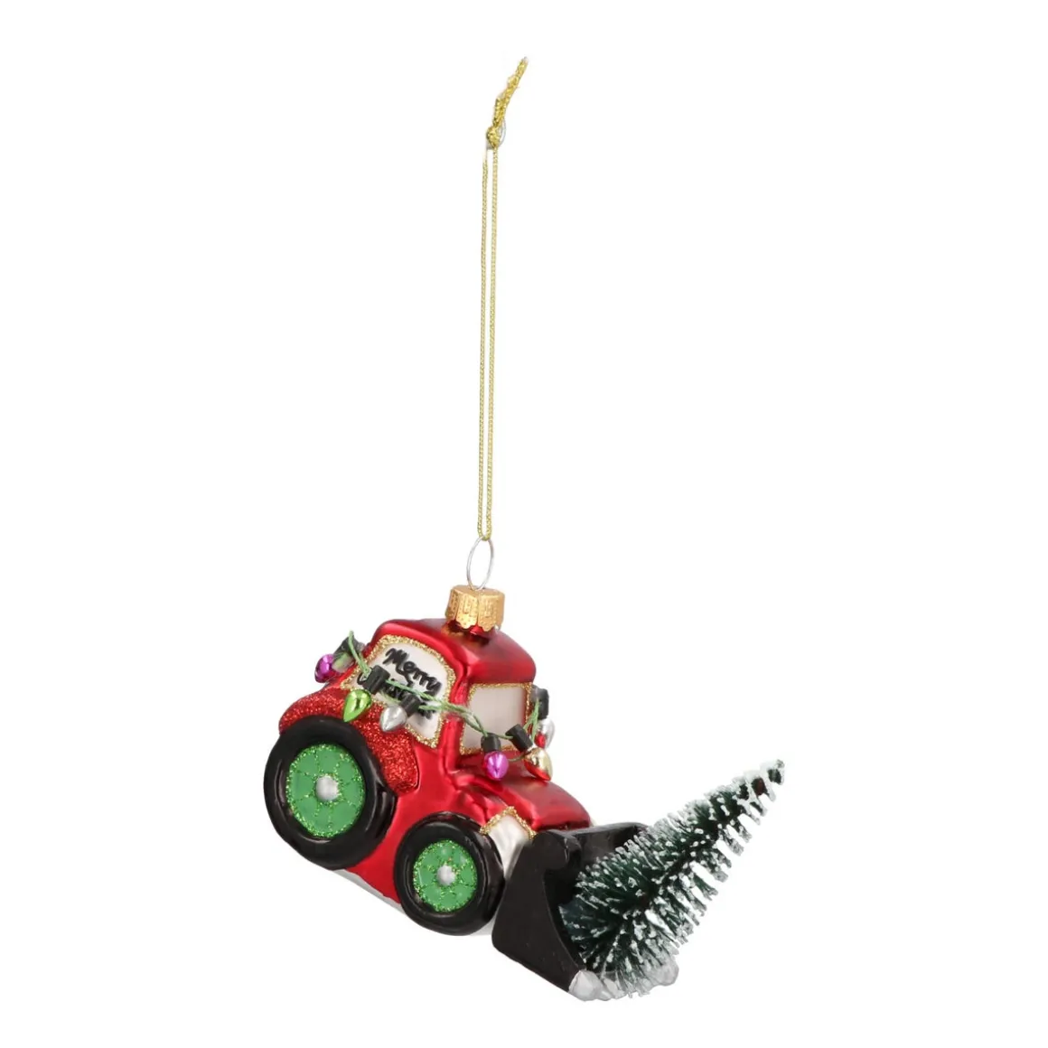 Shovel Loader Glass Hanging Figurine 6cm Red