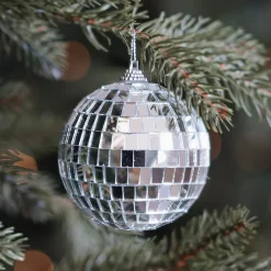 Silver Disco Christmas Bauble With Reflective Mirrors