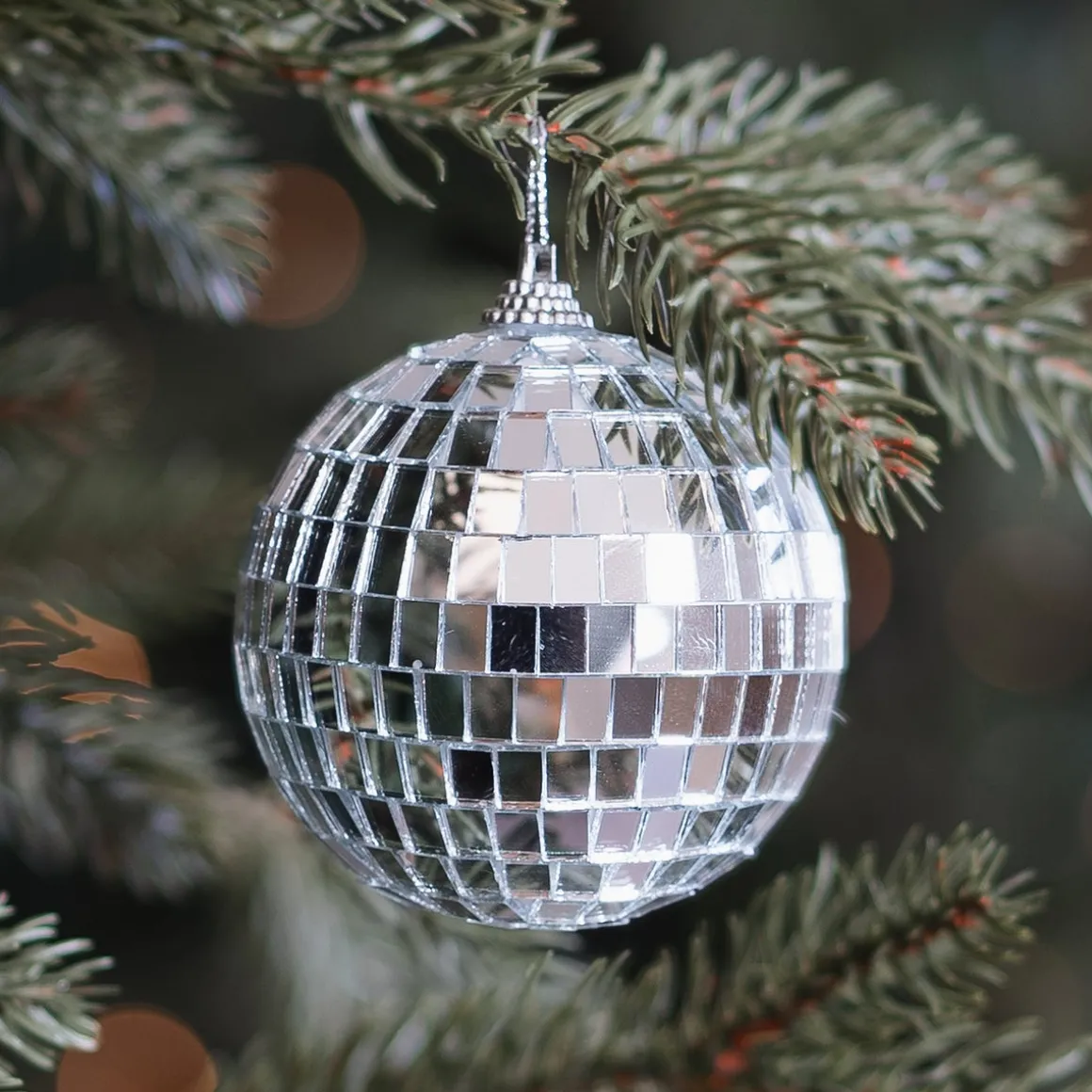 Silver Disco Christmas Bauble With Reflective Mirrors