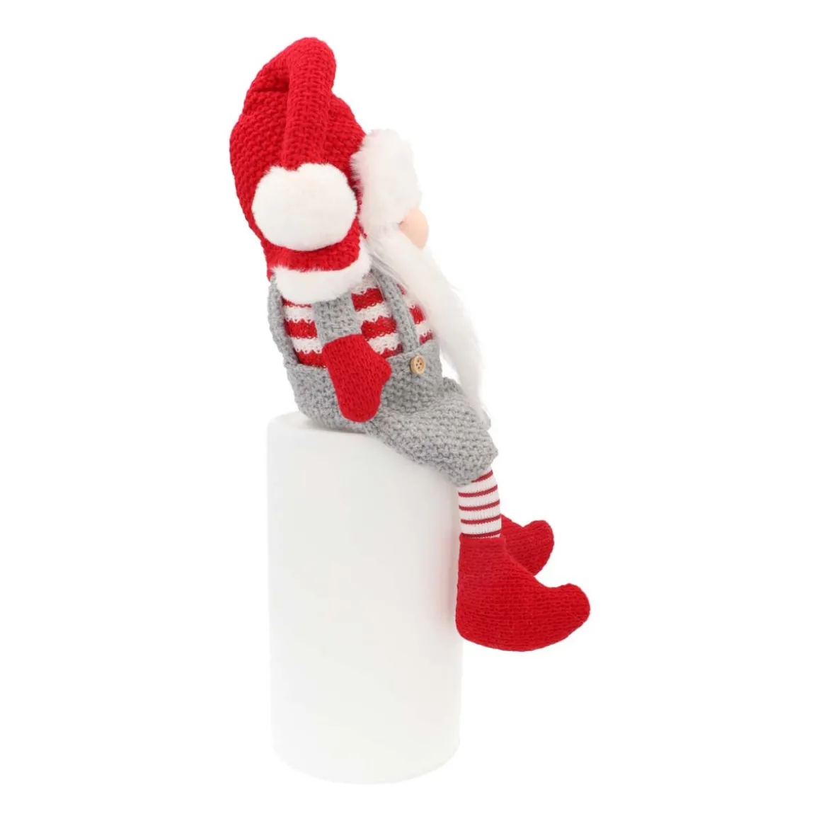 Sitting Gnome | Red-Grey | Fabric | 45 Cm