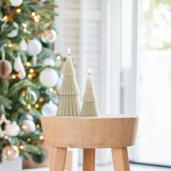 Small Layered Green Christmas Tree Candle