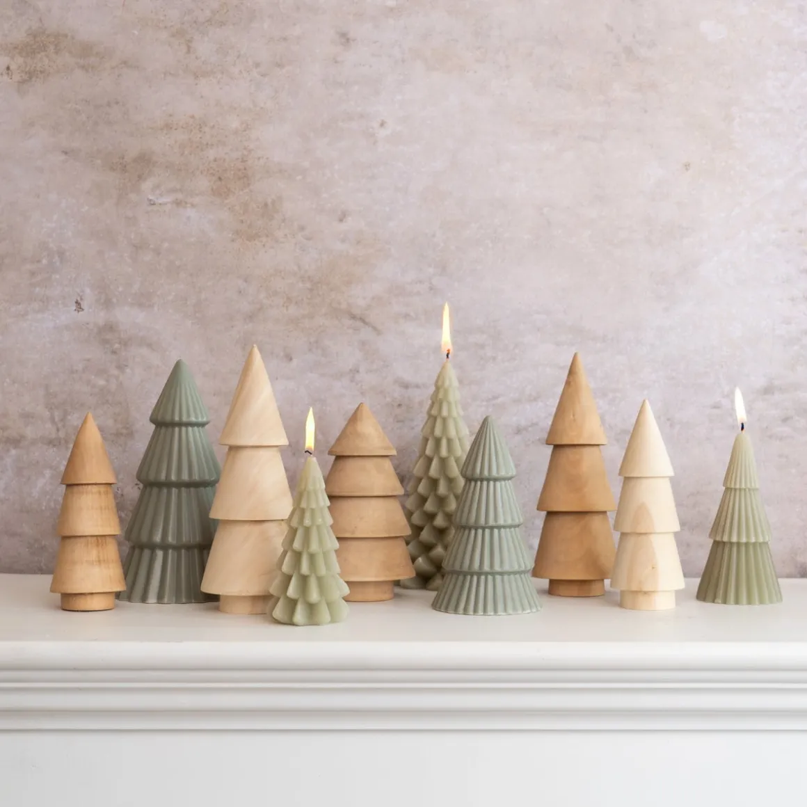Small Layered Green Christmas Tree Candle
