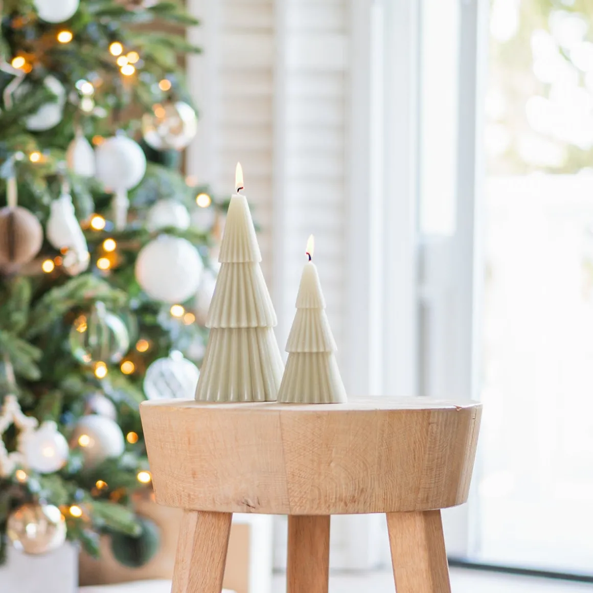 Small Layered Green Christmas Tree Candle
