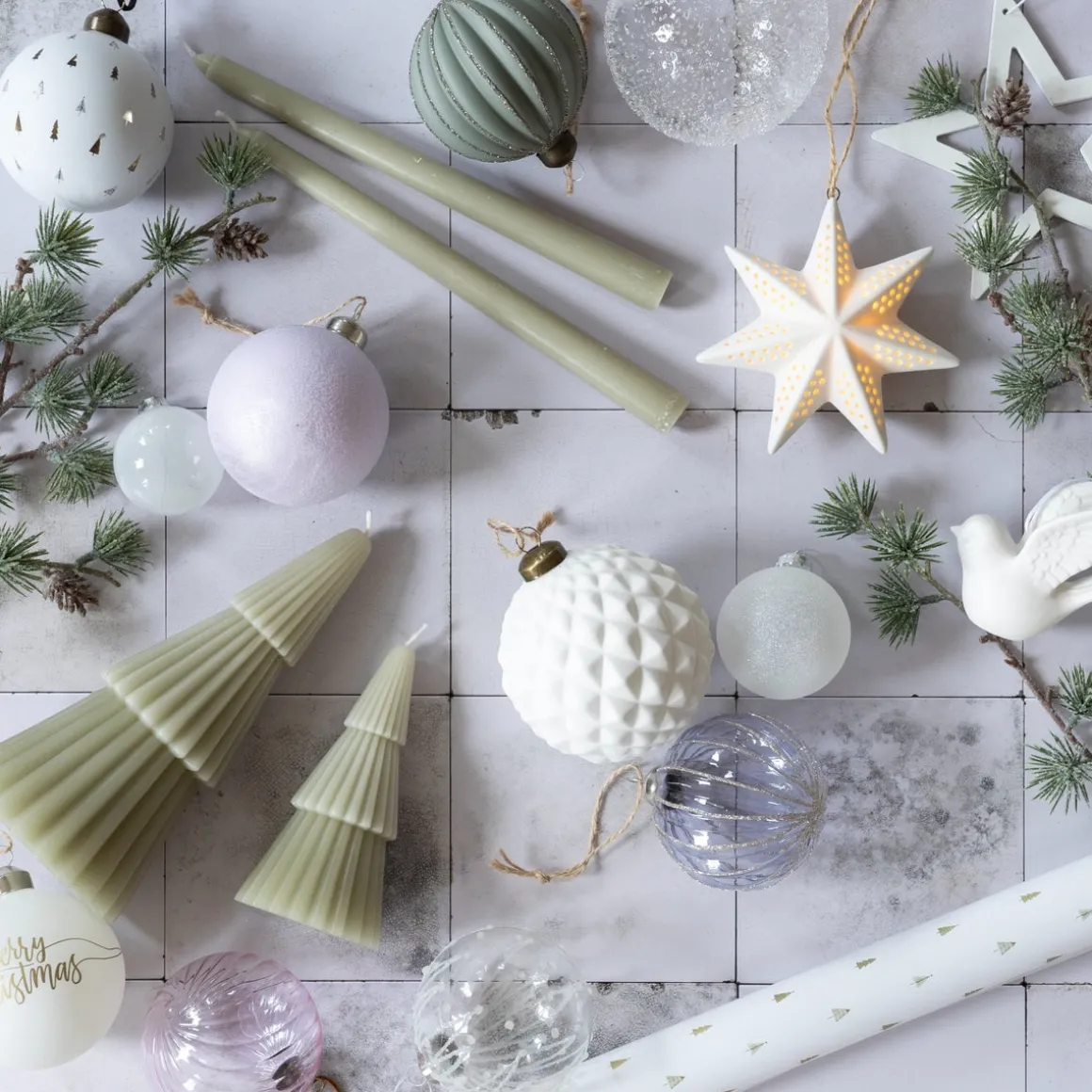 Small Layered Green Christmas Tree Candle
