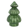 Small Voluminous Green LED Christmas Tree In Crackle Glass