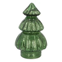 Small Voluminous Green LED Christmas Tree In Crackle Glass