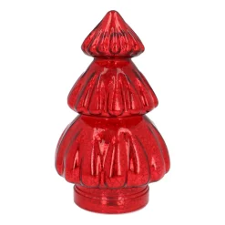 Small Voluminous Red LED Christmas Tree In Crackle Glass