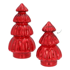 Small Voluminous Red LED Christmas Tree In Crackle Glass