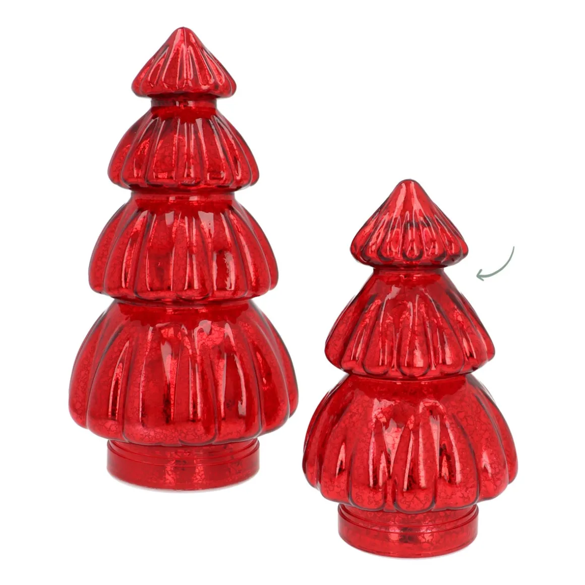 Small Voluminous Red LED Christmas Tree In Crackle Glass