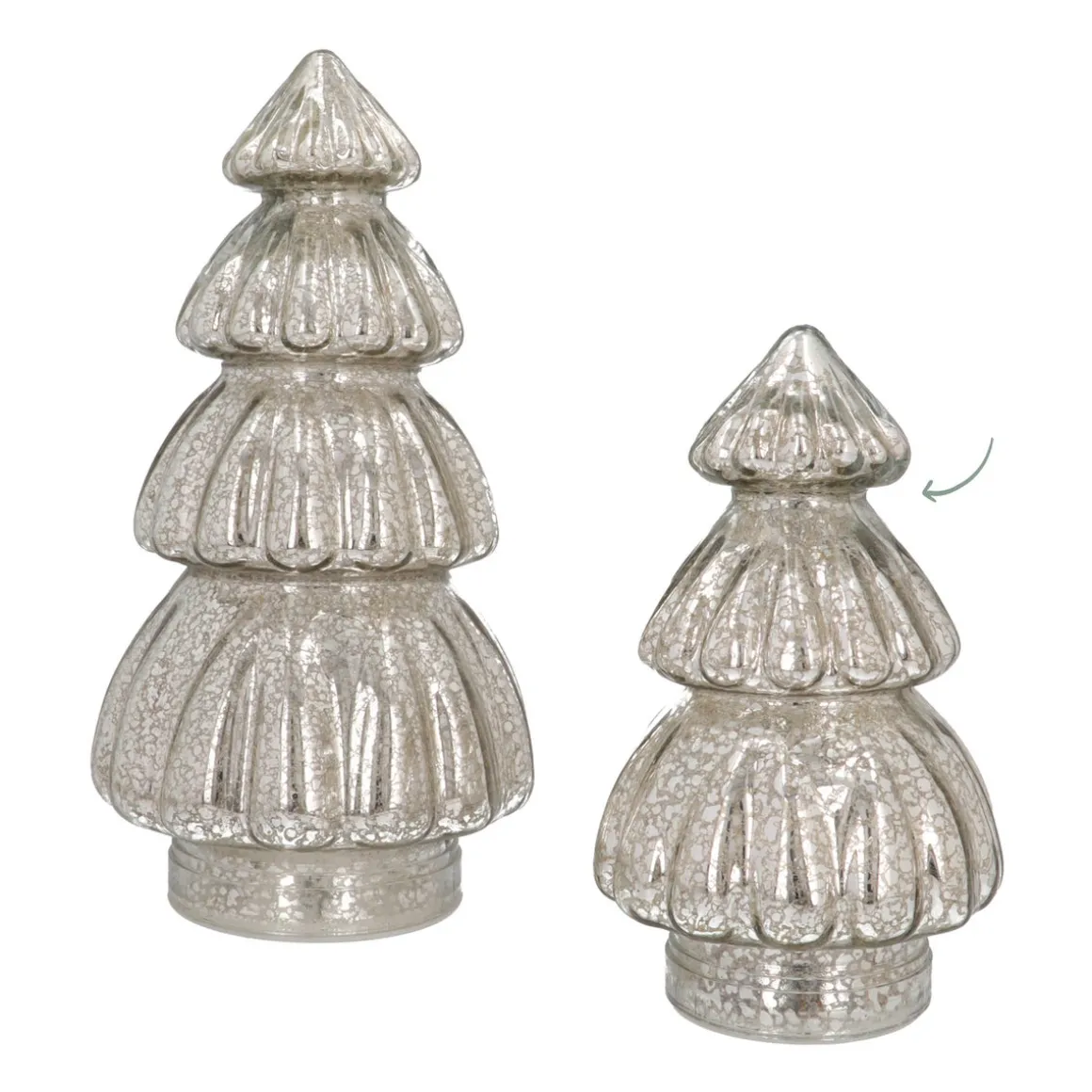 Small Voluminous Silver LED Christmas Tree In Crackle Glass
