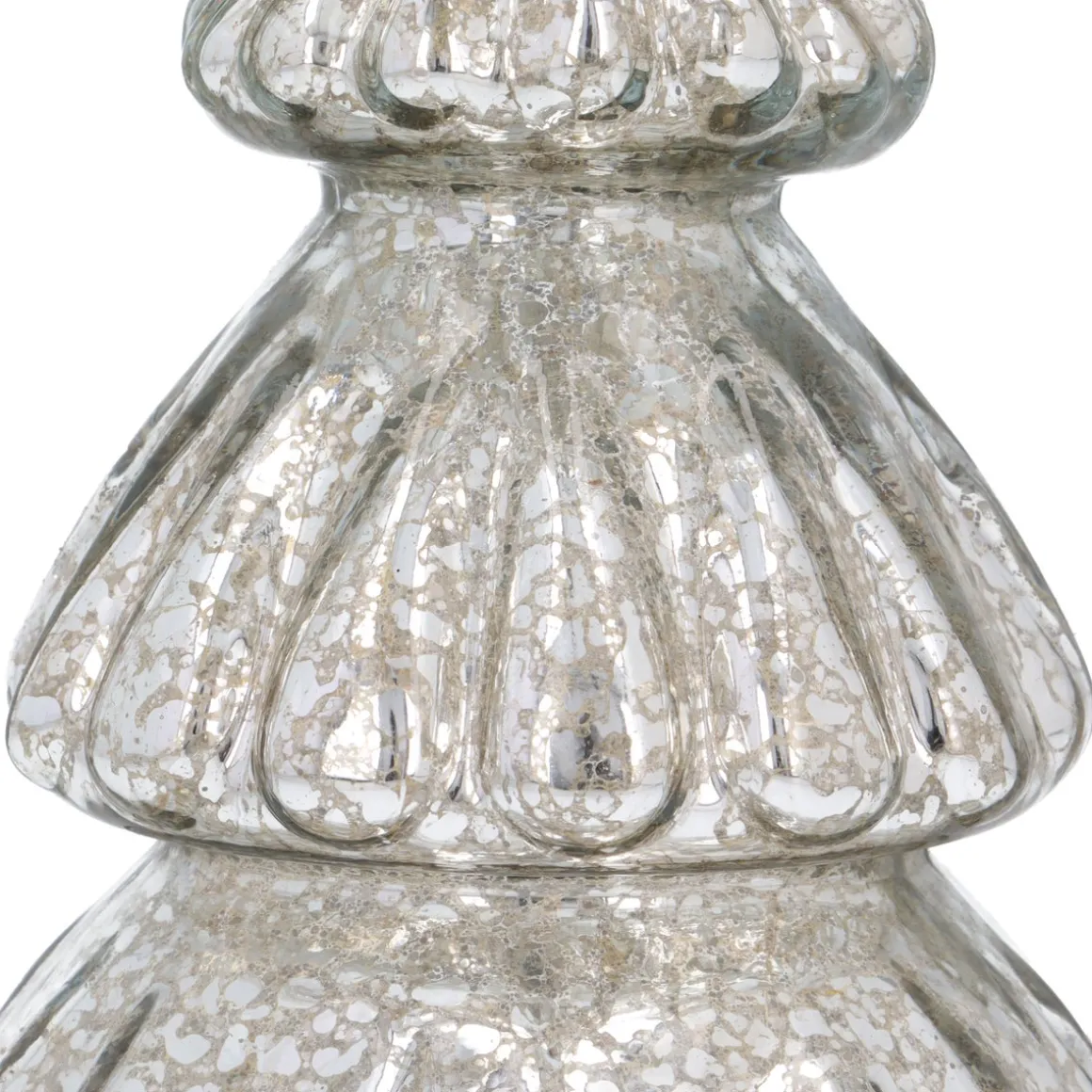 Small Voluminous Silver LED Christmas Tree In Crackle Glass