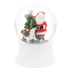 Snow Globe Santa With Dog 15cm With Music