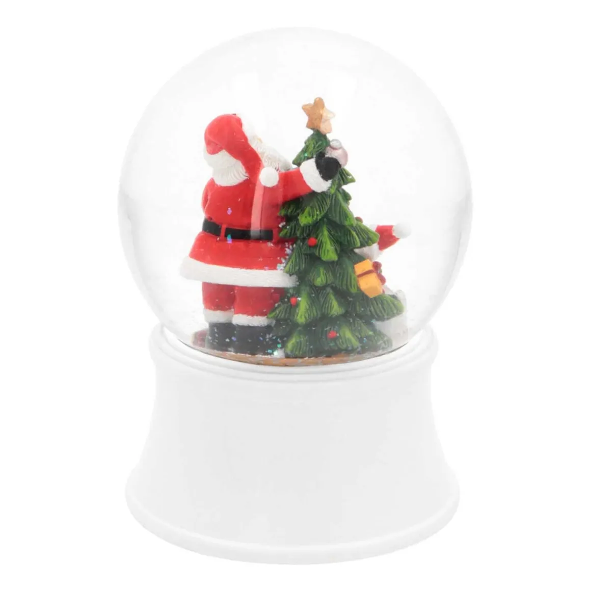 Snow Globe Santa With Dog 15cm With Music