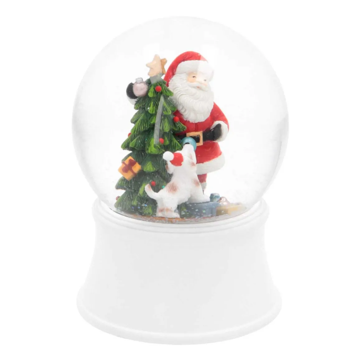 Snow Globe Santa With Dog 15cm With Music