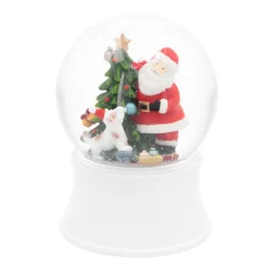Snow Globe Santa With Dog 15cm With Music