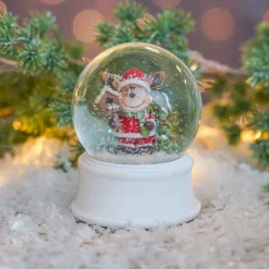 Snow Globe With Reindeer In Santa Suit | ⌀6cm | 9cm High