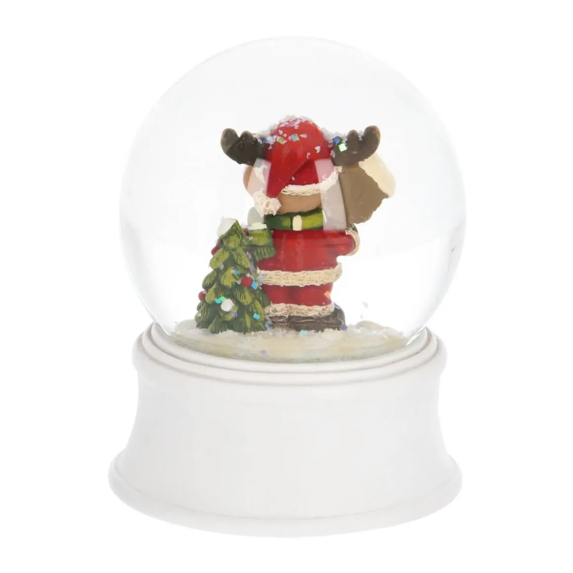 Snow Globe With Reindeer In Santa Suit | ⌀6cm | 9cm High