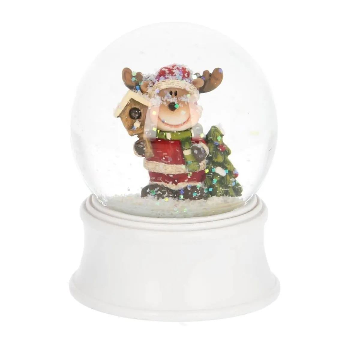 Snow Globe With Reindeer In Santa Suit | ⌀6cm | 9cm High