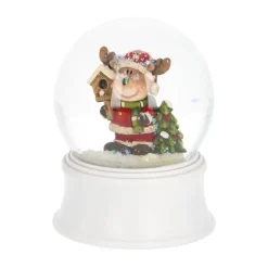 Snow Globe With Reindeer In Santa Suit | ⌀6cm | 9cm High