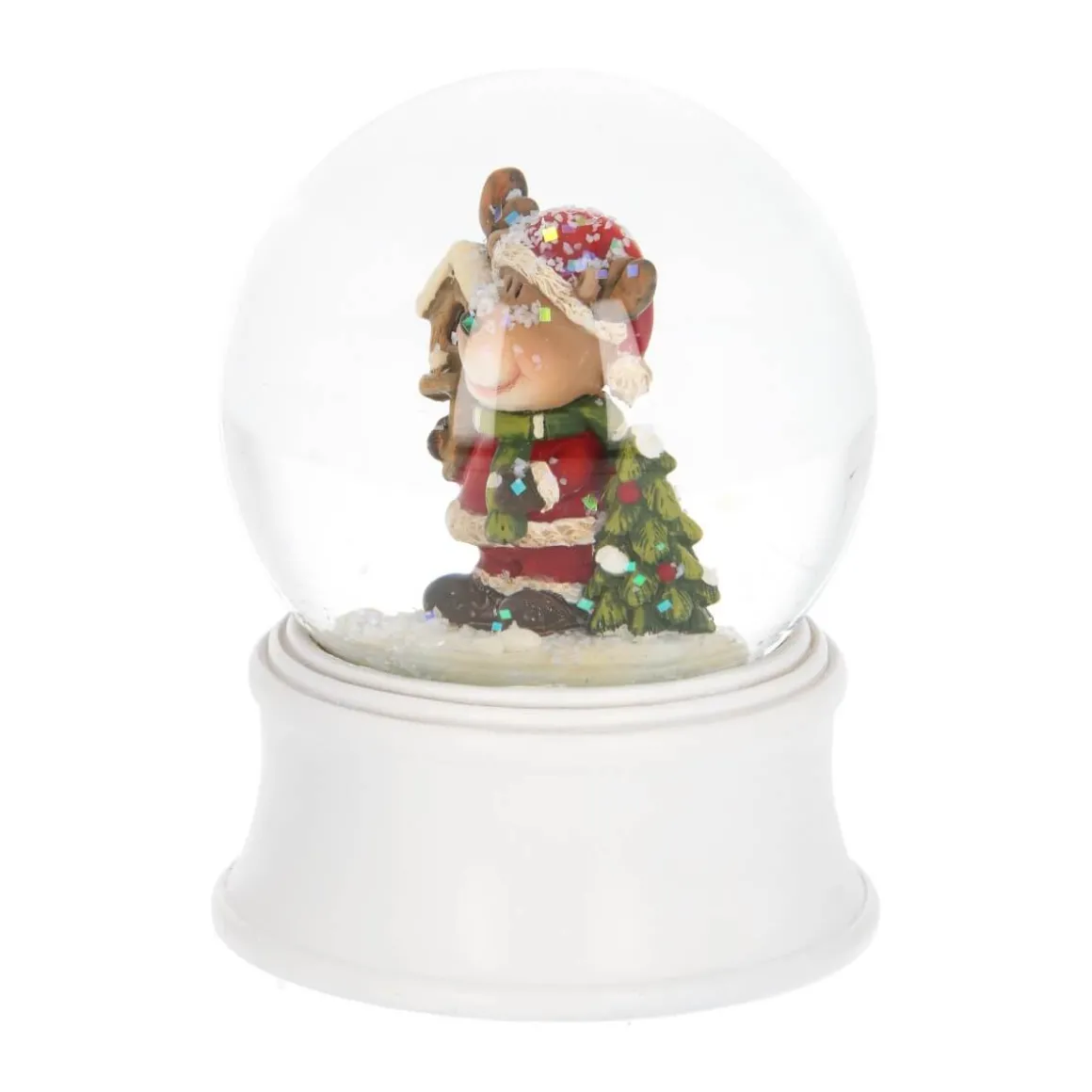 Snow Globe With Reindeer In Santa Suit | ⌀6cm | 9cm High