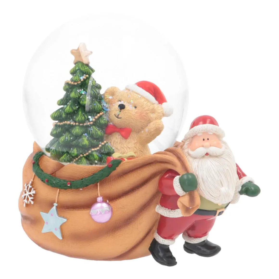 Snow Globe With Santa And Teddy Bear | Music | ⌀9cm | 15cm Tall