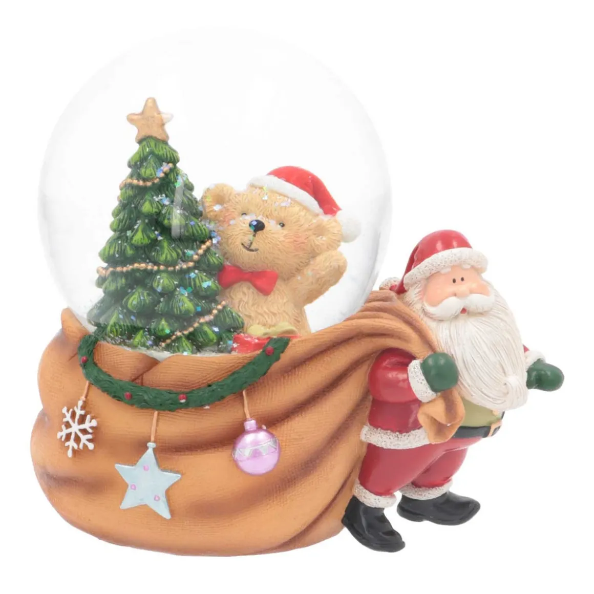 Snow Globe With Santa And Teddy Bear | Music | ⌀9cm | 15cm Tall